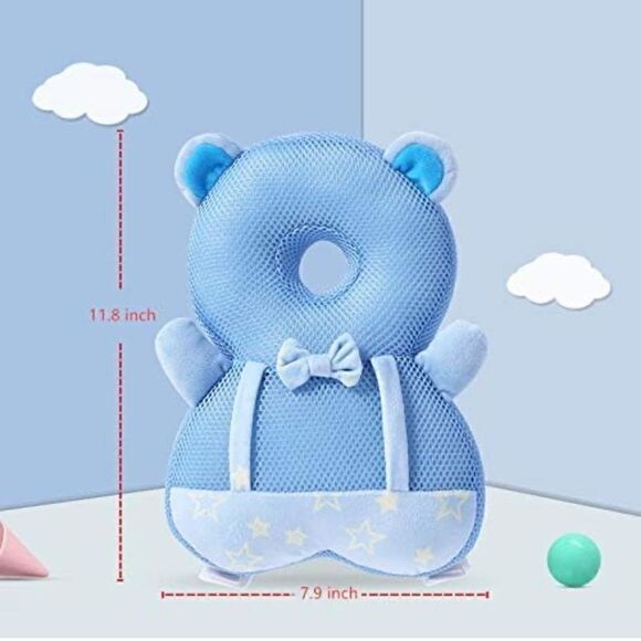 Baby Toddlers Protective Safety Head Cushion Pad - Blue Teddy Bear - Picture 2 of 4